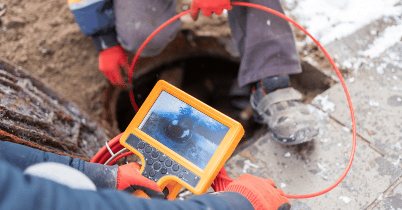 sewer scope inspection denver image of technician with camera machine