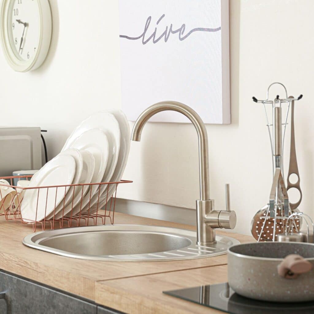 luxury kitchen with stainless steel fixtures