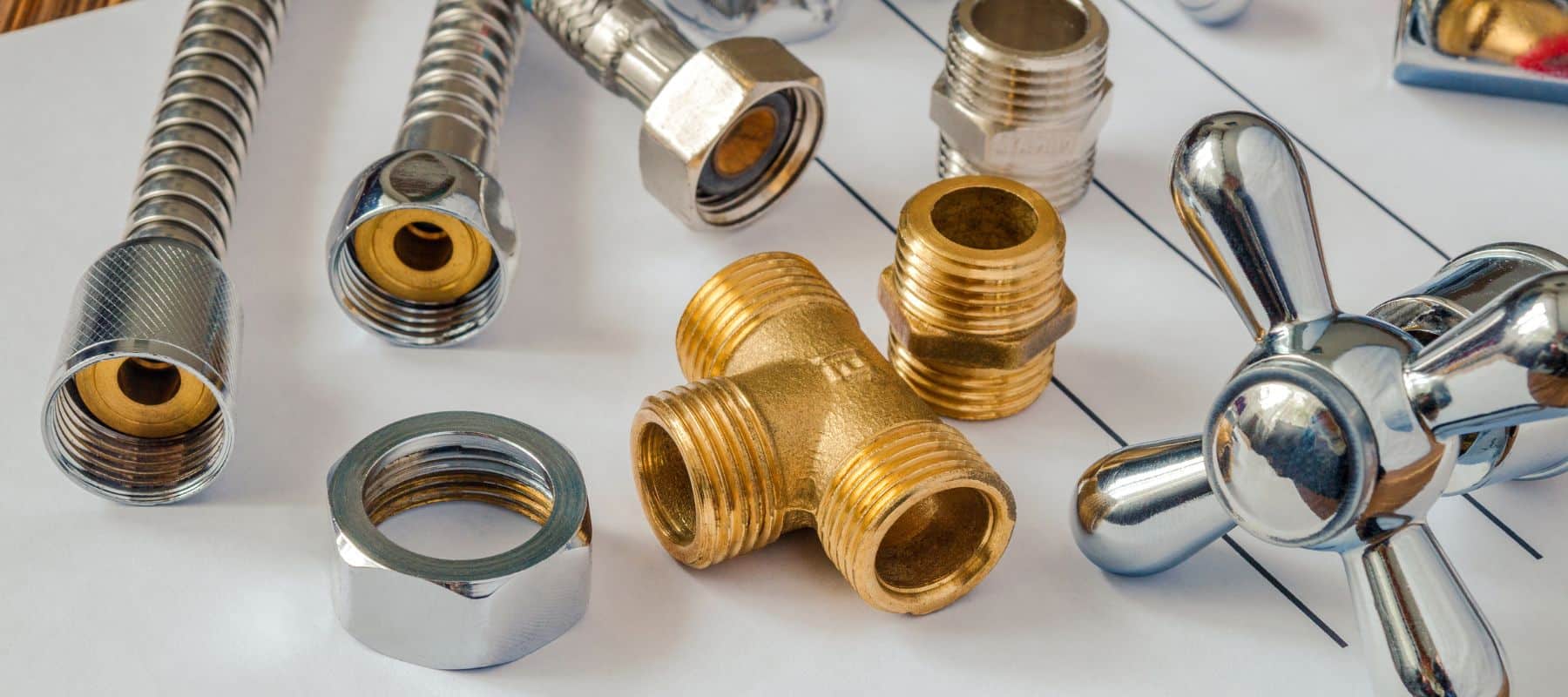 about us page graphic. Plumbing parts and bolts