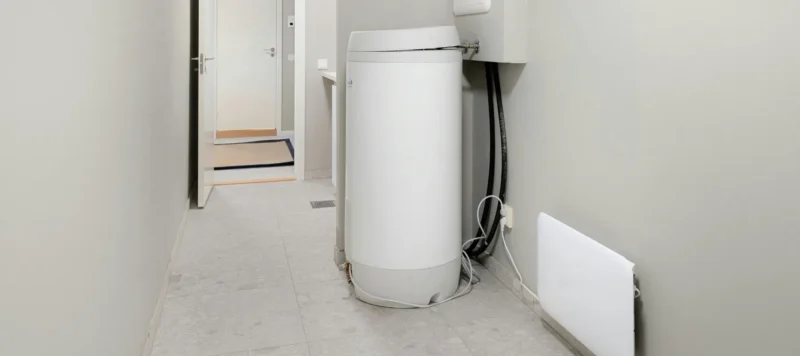 White water heater indoors.